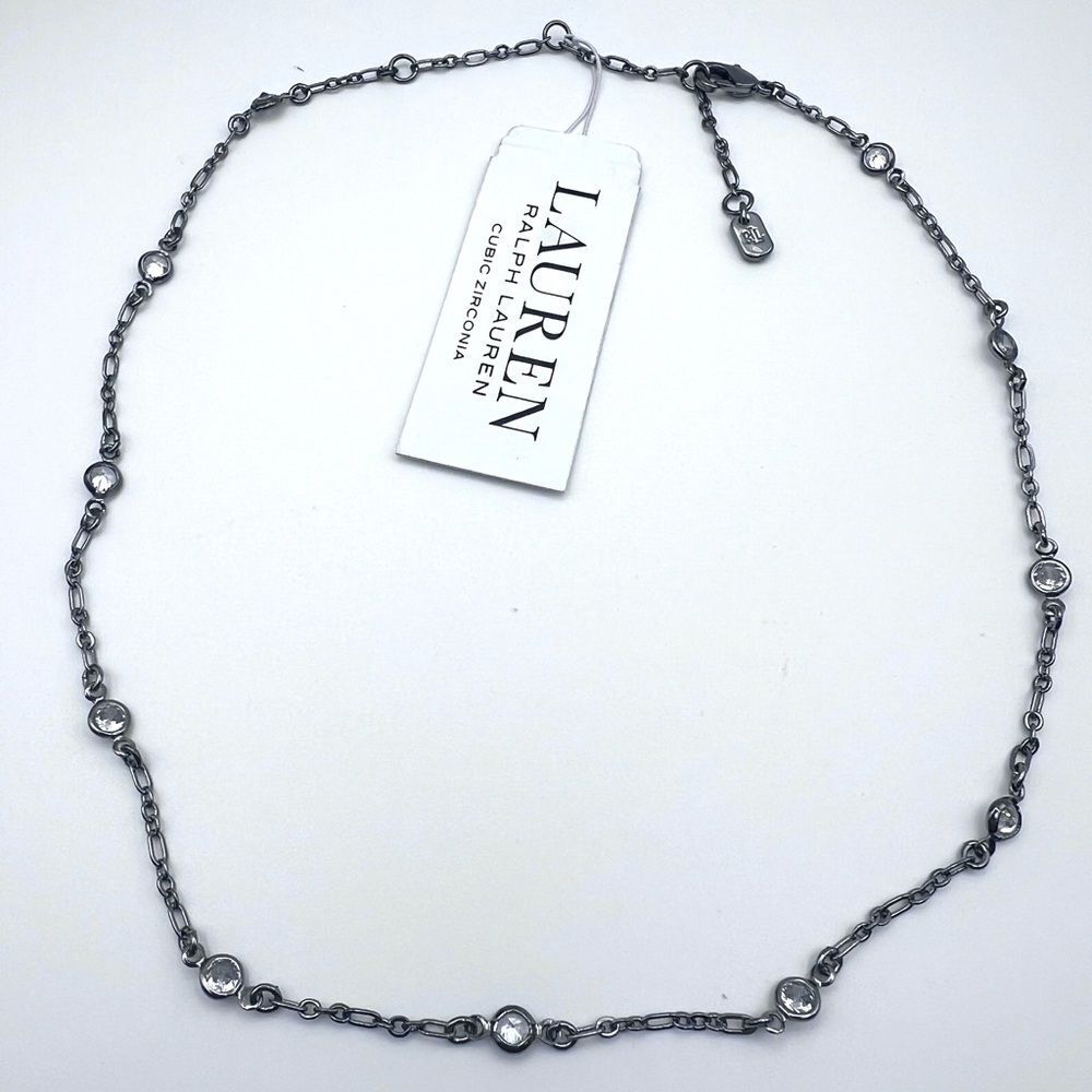 Lauren Ralph Lauren Silver Chain Necklace with cz